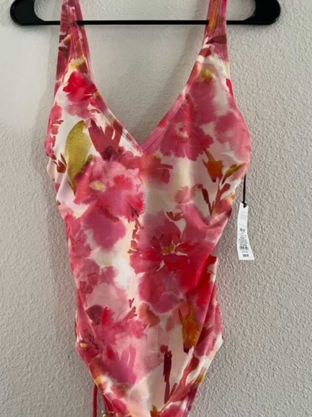 Shade & Shore Pink Floral V-Neck One-Piece Swimsuit
